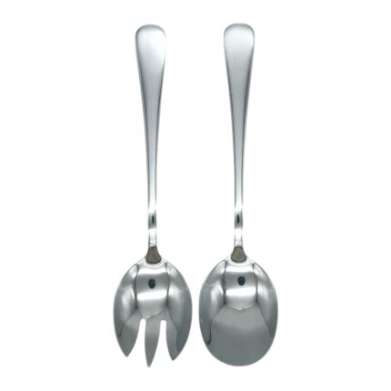 Set de tenedor y cuchara para ensalada con mango redondo 2PCS
