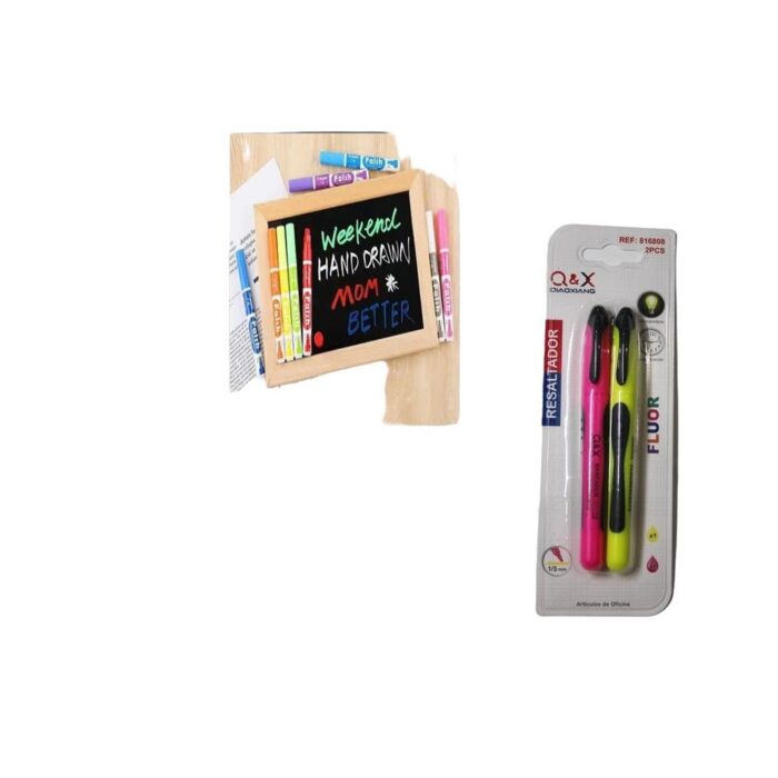 Par Destacadores Fluor Rosa Y Amarillo - Imagen 1