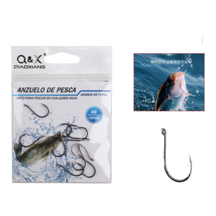 62354303 Anzuelo De Pesca Universal En Alta Mar Qianmao Con Bucle 4# 10Pc (N¨ªquel Negro) - Imagen 1