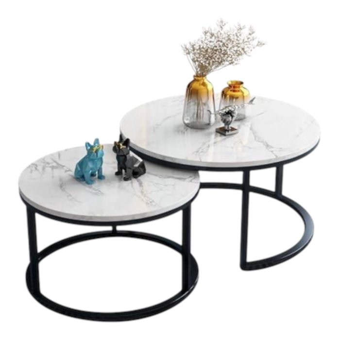 Mesa Doble de Centro Mármol Claro - Imagen 1