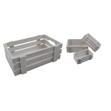 Cesta de madera retro blanca TP-01