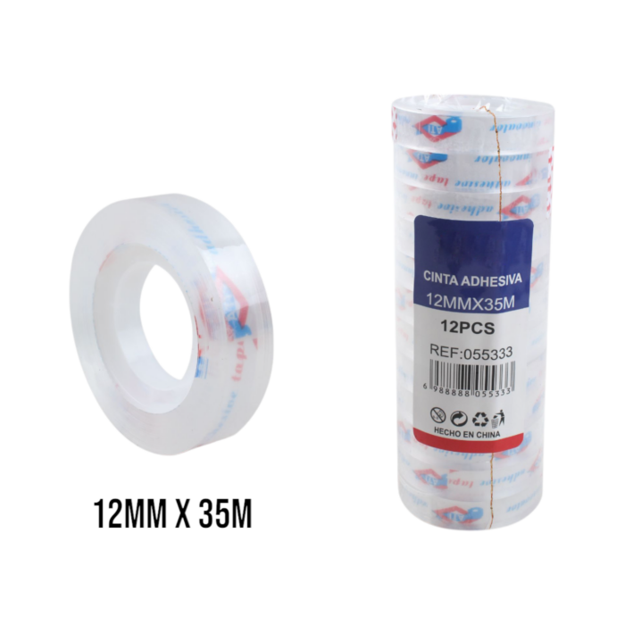 62343228 Cinta adhesiva ultratransparente 1.2cm x 35y (12 piezas por tubo) - Imagen 1
