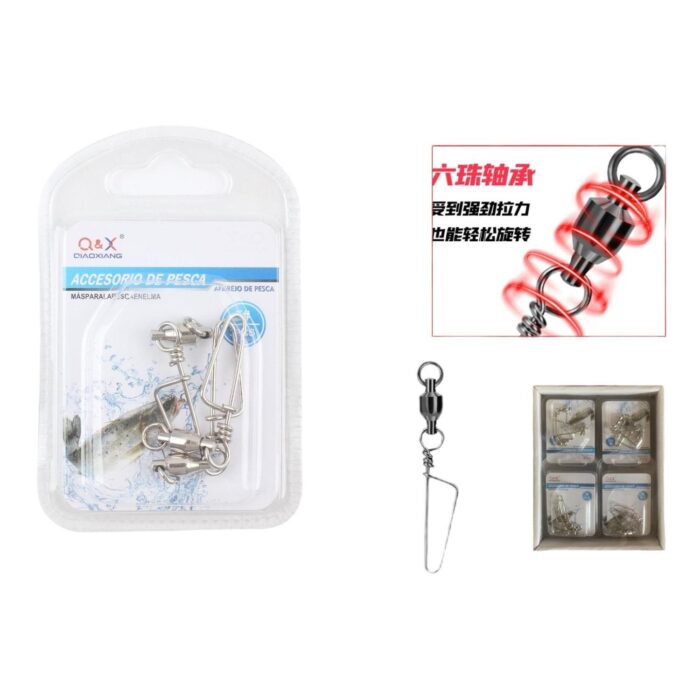 (Accesorios Para Artes De Pesca) Rodamiento Giratorio + Pasador En Forma De Zorro 5# 3Pcs - Imagen 1