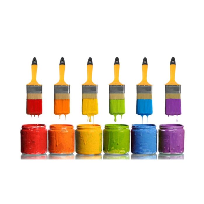 Pincel de pintura PET con mango de plastico amarillo y cola negra, 1.5 pulgadas - Imagen 1