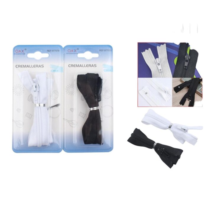 Bolsa Mediana Cremallera Nylon 40Cm Negro 6 Blanco 6 - Imagen 1