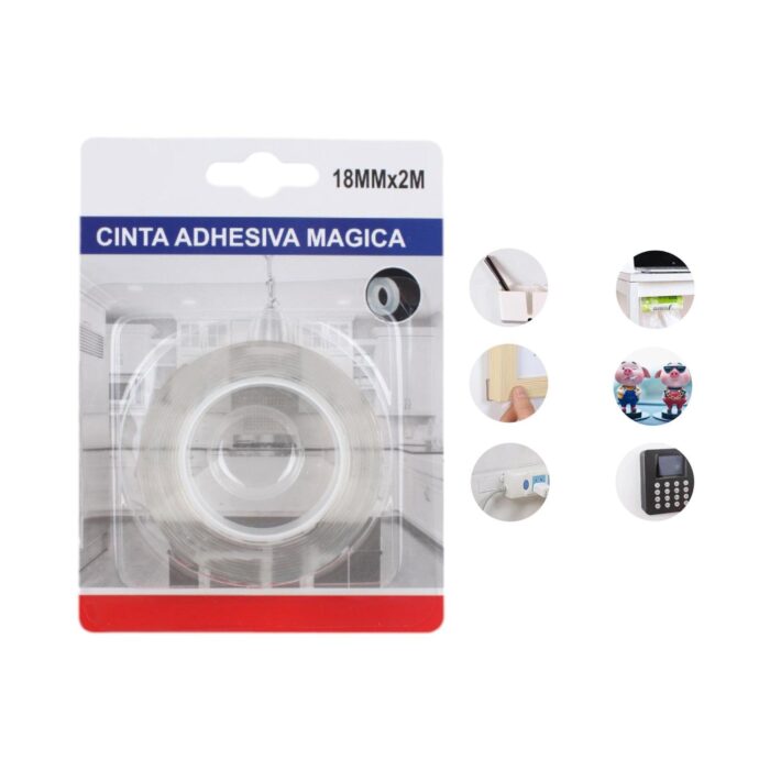 Cinta adhesiva acrílica transparente 1.8cm x 2m (grosor 1mm) - Imagen 2