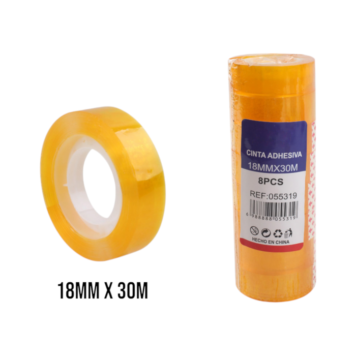 62343250 Cinta adhesiva amarilla 1.8cm x 30y (8 piezas por tubo) - Imagen 1