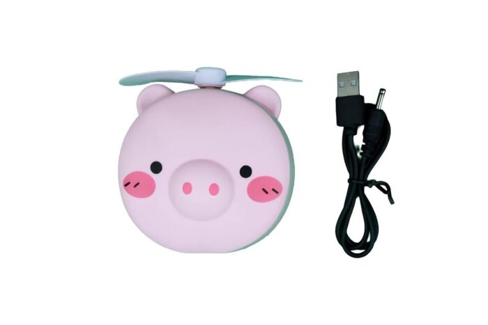 Espejo cerdito, con un aro de luz en su extremo y ventilador - Imagen 1