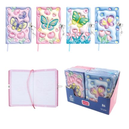 Libreta Mariposa con Candado B6 (12.5x17.6)cm