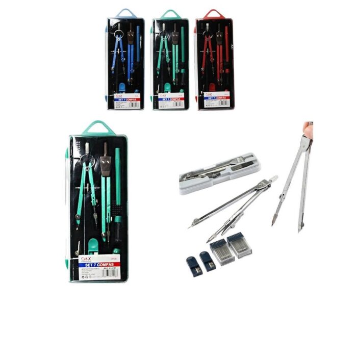60362374 2949 Compás En Caja Juego De 7 Piezas Rojo, Azul Y Verde - Imagen 1
