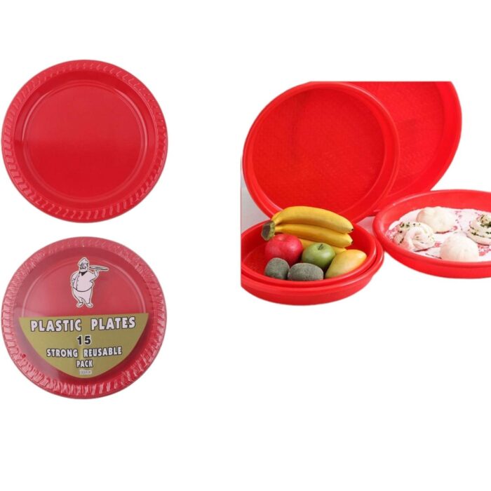 Plato Desechable Rojo (18cm) 15Pcs - Imagen 1