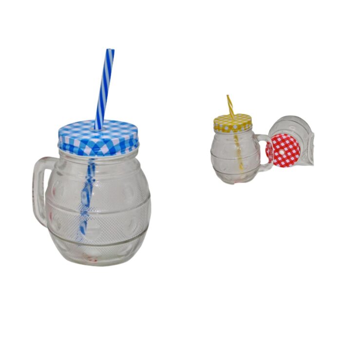 60087194 Tapa Transparente En Forma De Tambor Con Vaso Con Pajita De Varios Colores. - Imagen 1