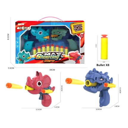 Set Dos Pistola Lanza Tapon Dinosaurio Ni?os 3+