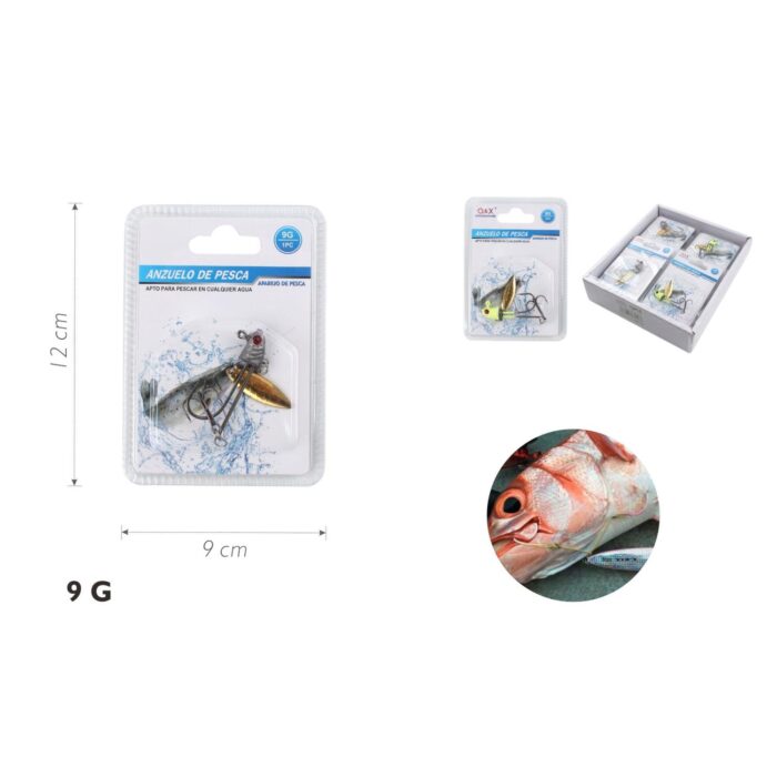 Anzuelo con plomo en forma de pez, con alambre y lentejuela integrada 9 g - Imagen 2