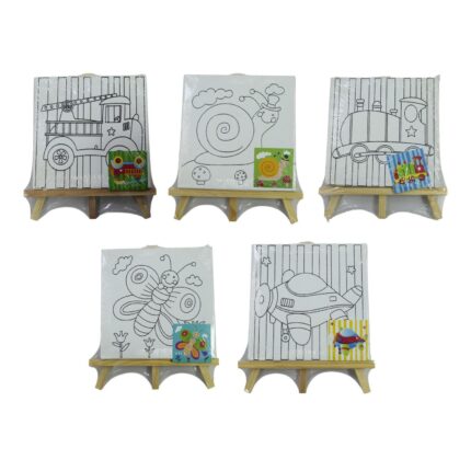 lienzo con diseño para pintar 15X15Cm + Caballete
