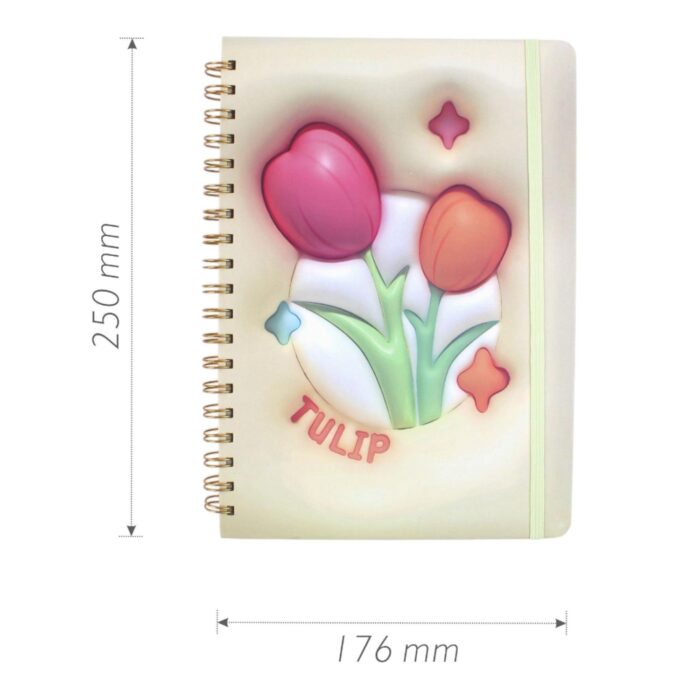 62344809 Cuaderno Portada 3D Flores Tulipan B5 (17x25)cm - Imagen 2
