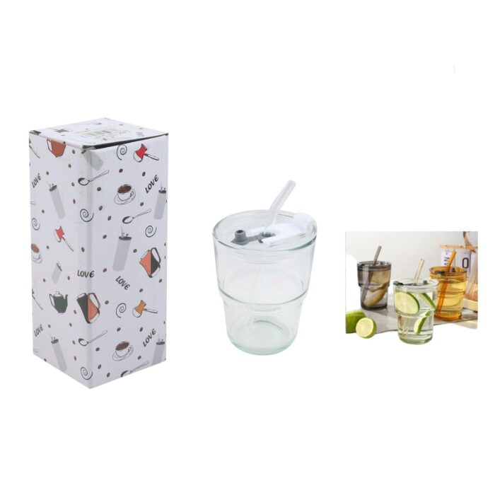 60087185 Vaso De Vidrio Con Bombilla Y Tapa - Imagen 1