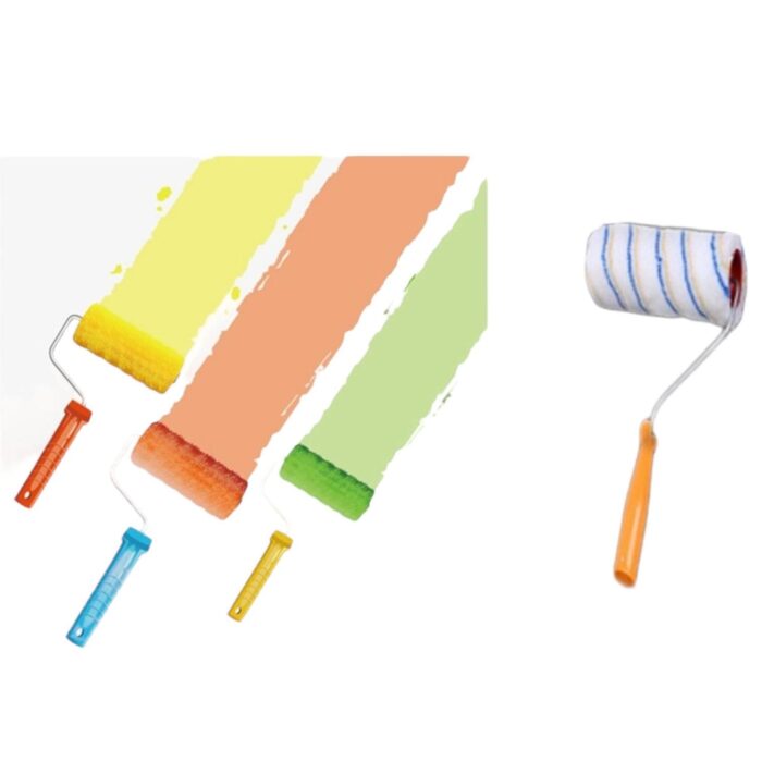 Cepillo De Rodillo Con Tiras Azules Y Amarillas De 4 Pulgadas Con Mango Azul - Imagen 1