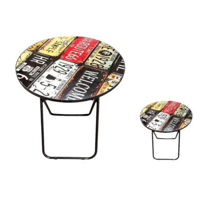 Mesa Plegable Redonda Con Estructura Negra De 70X70Cm