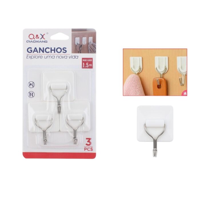 M-00409-N Gancho Adhesivo Cuadrado Paquete De 3 - Imagen 1