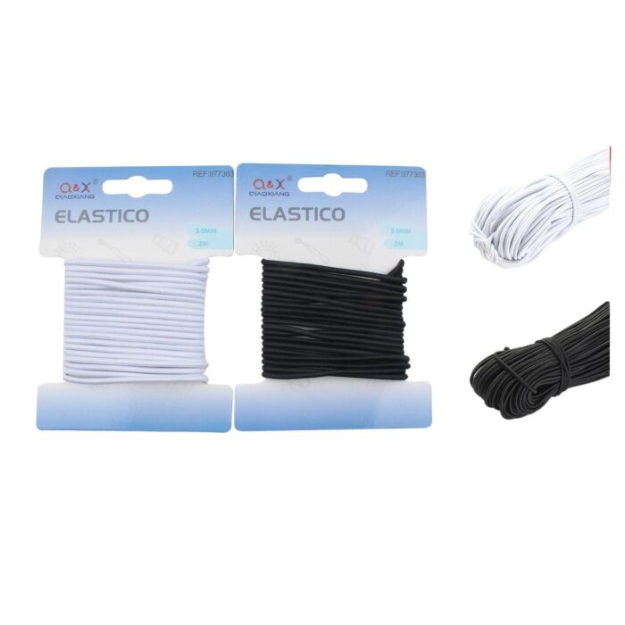 60370009 Banda El¨¢stica Redonda 3.0Mm*3M Blanco Y Negro - Imagen 1