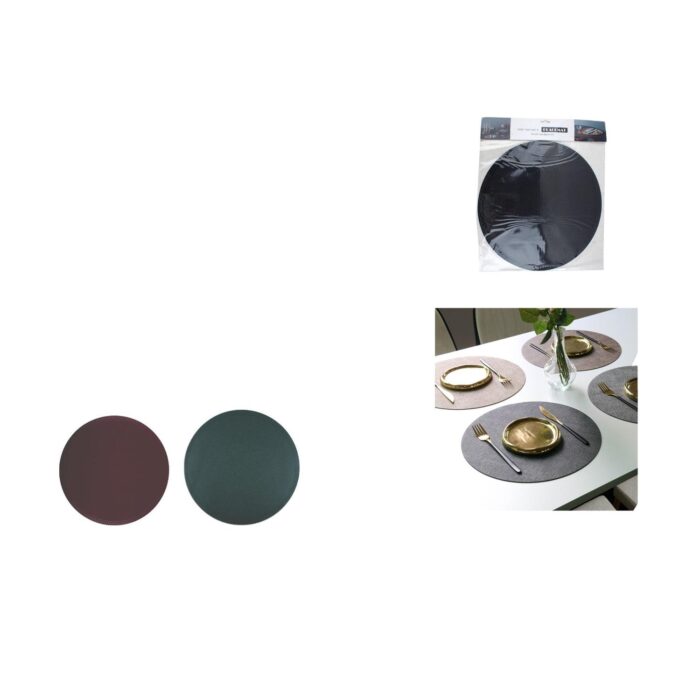 62704509 Mantel individual redondo de cuero suave 38x38 cm - Imagen 1