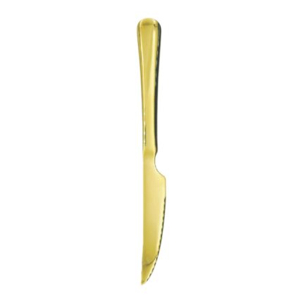 Cuchillo para bistec con mango redondo dorado 2PCS