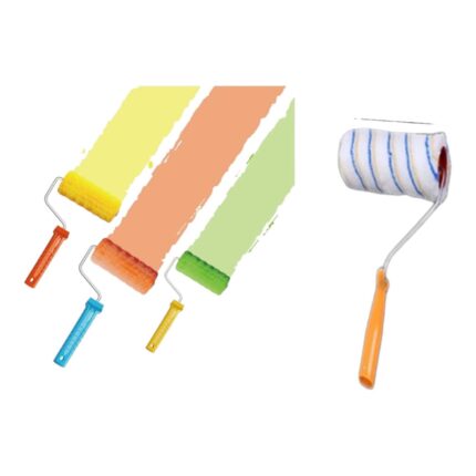 Cepillo Giratorio De 12 Pulgadas Con Rayas Azules Y Amarillas Y Mango Azul