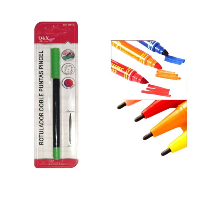 62956199 Rotulador Doble Punta Verde Lima - Imagen 1