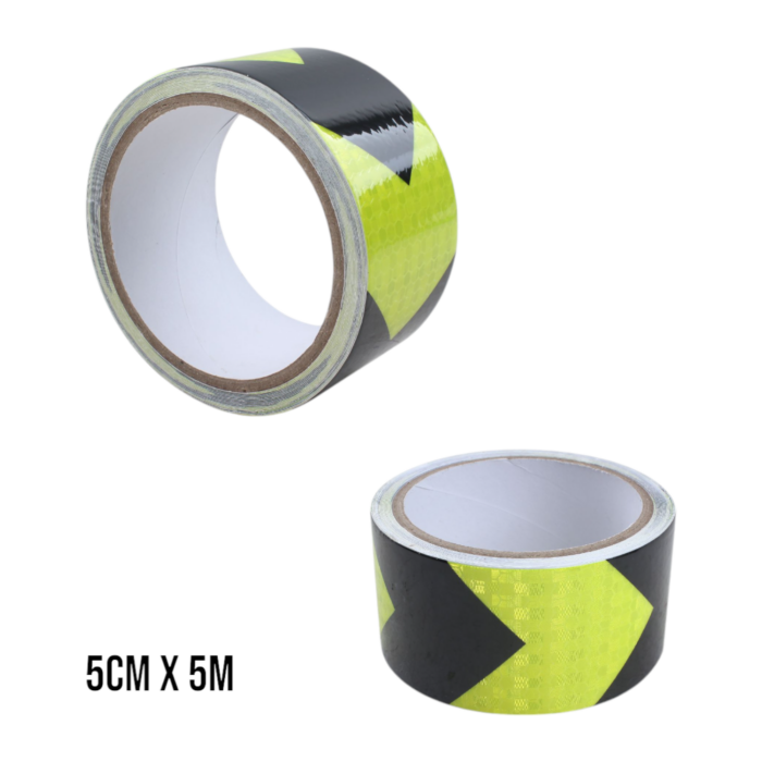 Cinta reflectante amarilla y negra 5cm x 5m - Imagen 1