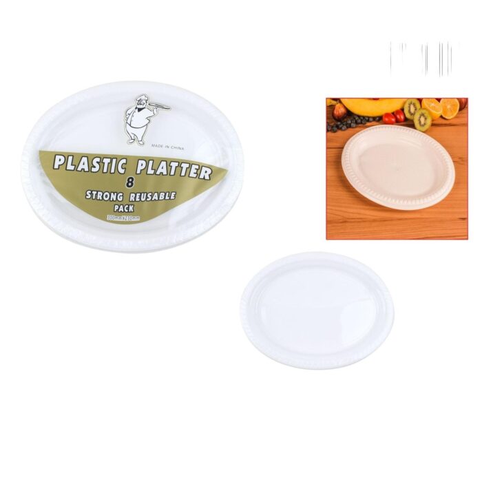 62351380 Plato Ovalado Blanco Grande De 12 Pulgadas 8Pcs - Imagen 1
