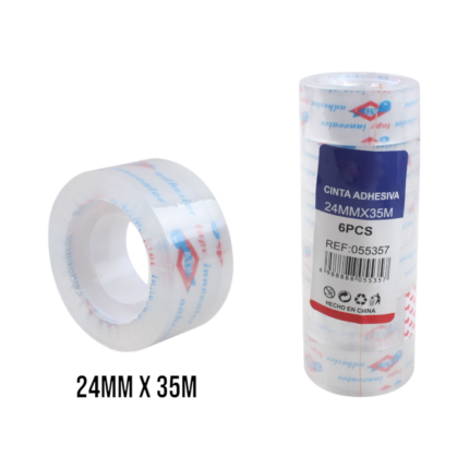 Cinta adhesiva ultratransparente 2.4cm x 35y (6 piezas por tubo)