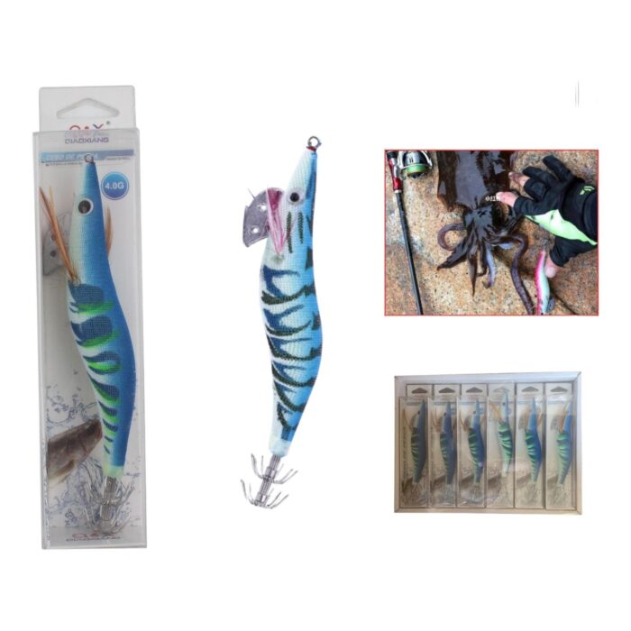 62353286 Cebo Falso Madera Camarones Luminoso Azul 4.0G - Imagen 1