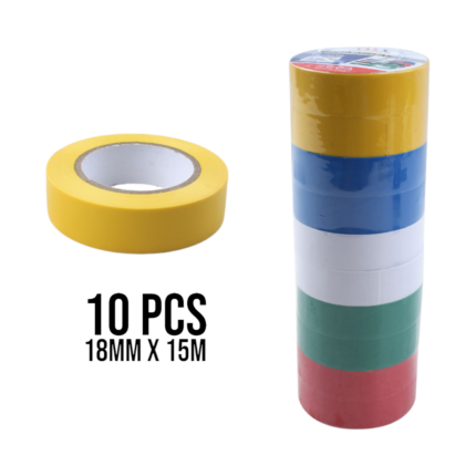 Cinta aislante colores surtidos en blister 1.8cm x 15m (10 piezas)
