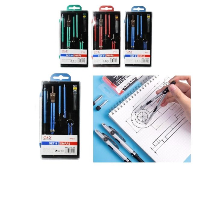 2944 Br¨²julas En Caja Juego De 9 Piezas Rojo, Azul Y Verde - Imagen 1