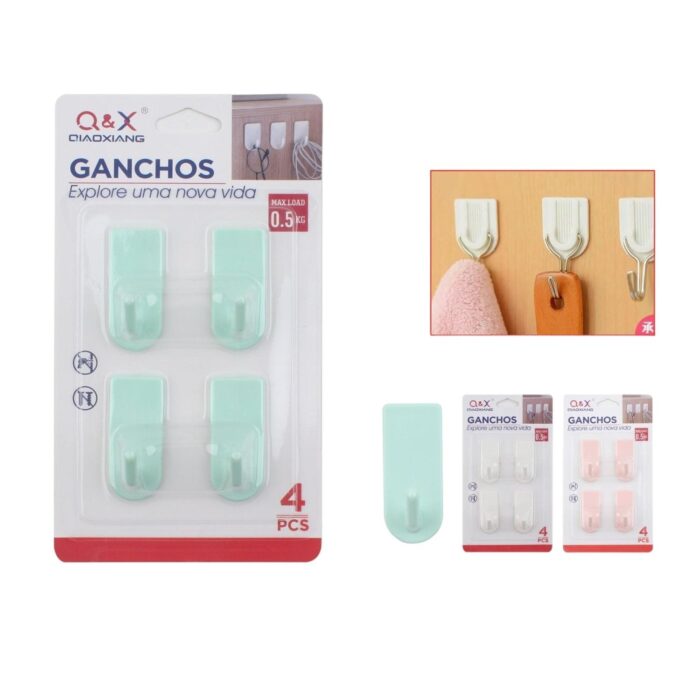 M-10925-N Gancho Adhesivo Pl¨¢stico Largo En Forma De U X4 - Imagen 1