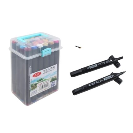 Caja Pp, 24 Colores, Rotulador Oleoso, Barra Negra.