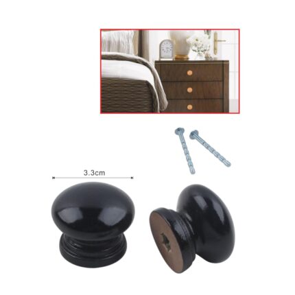Mango Madera Maciza Negra 33Mm 2Pcs