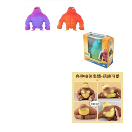 Caja de arena con gorila musculoso bicolor de 10 cm