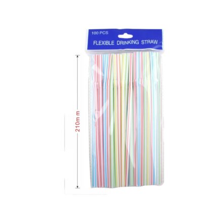 100 Pajitas De Pl¨¢stico Con Tiras De Colores De 5X210Mm