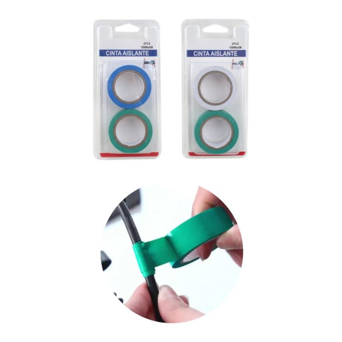 Cinta aislante colores surtidos 1.8cm x 6m (2 piezas) - Imagen 2