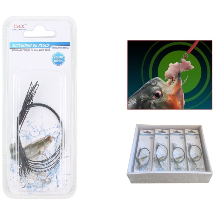 62345219 (Accesorios Para Artes De Pesca) Gancho De Alambre De Acero Negro 25Cm 10Pcs (Negro) - Imagen 1