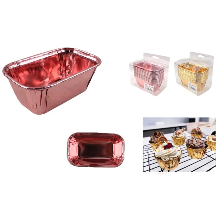 Taza Para Pastel Enrollada En Oro Rectangular De Doble Cara De 8*4*4Cm En Caja + Agujero Para Avion - Imagen 1