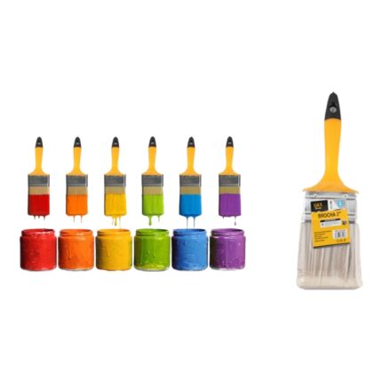Pincel De Pintura Pet Con Cola Negra Y Mango De Pl¨¢stico Amarillo De 4 Pulgadas
