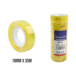 Cinta adhesiva ultratransparente amarilla 1.8cm x 35y (8 piezas por tubo)