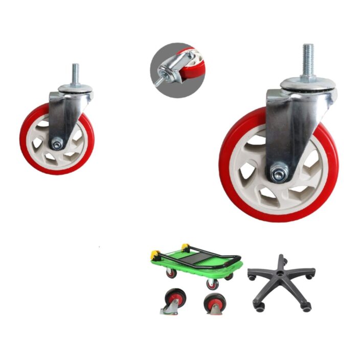 60364985 Rueda Roja Universal De Doble Eje De Tamaño Mediano De 5 Pulgadas Con Varilla - Imagen 1