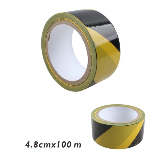 Cinta de advertencia amarillo-negro 4.8cm x 100m (sin adhesivo) - Imagen 1