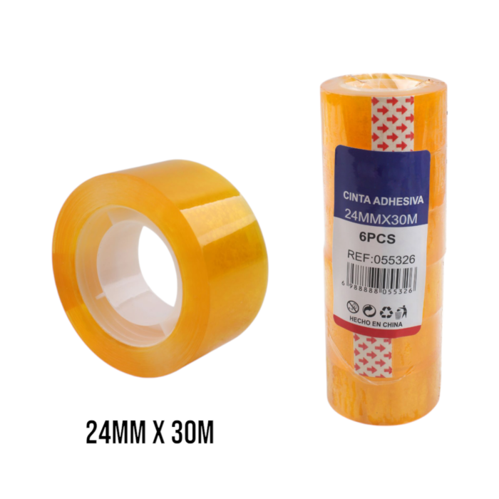 62343237 Cinta adhesiva amarilla 2.4cm x 30y (6 piezas por tubo) - Imagen 1