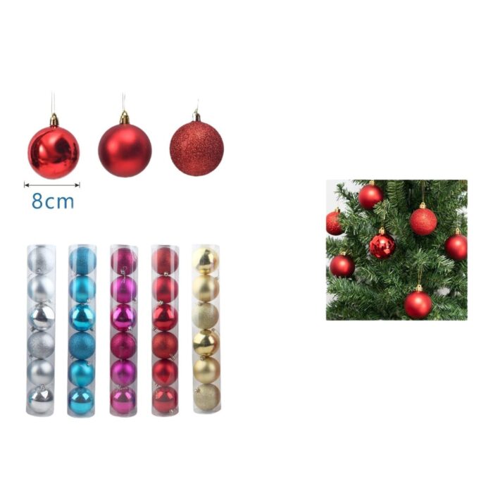 Bolas de Navidad 8cm 6/u 3 diseños Para Decorar Tu Hogar - Imagen 1
