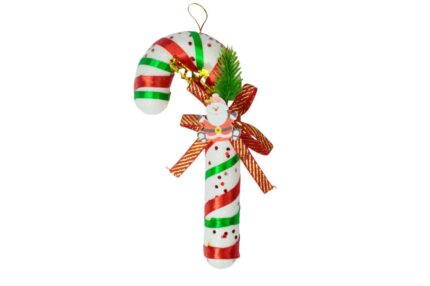 Bastón Con Santa Navideño Colgante 17Cm Para Decorar
